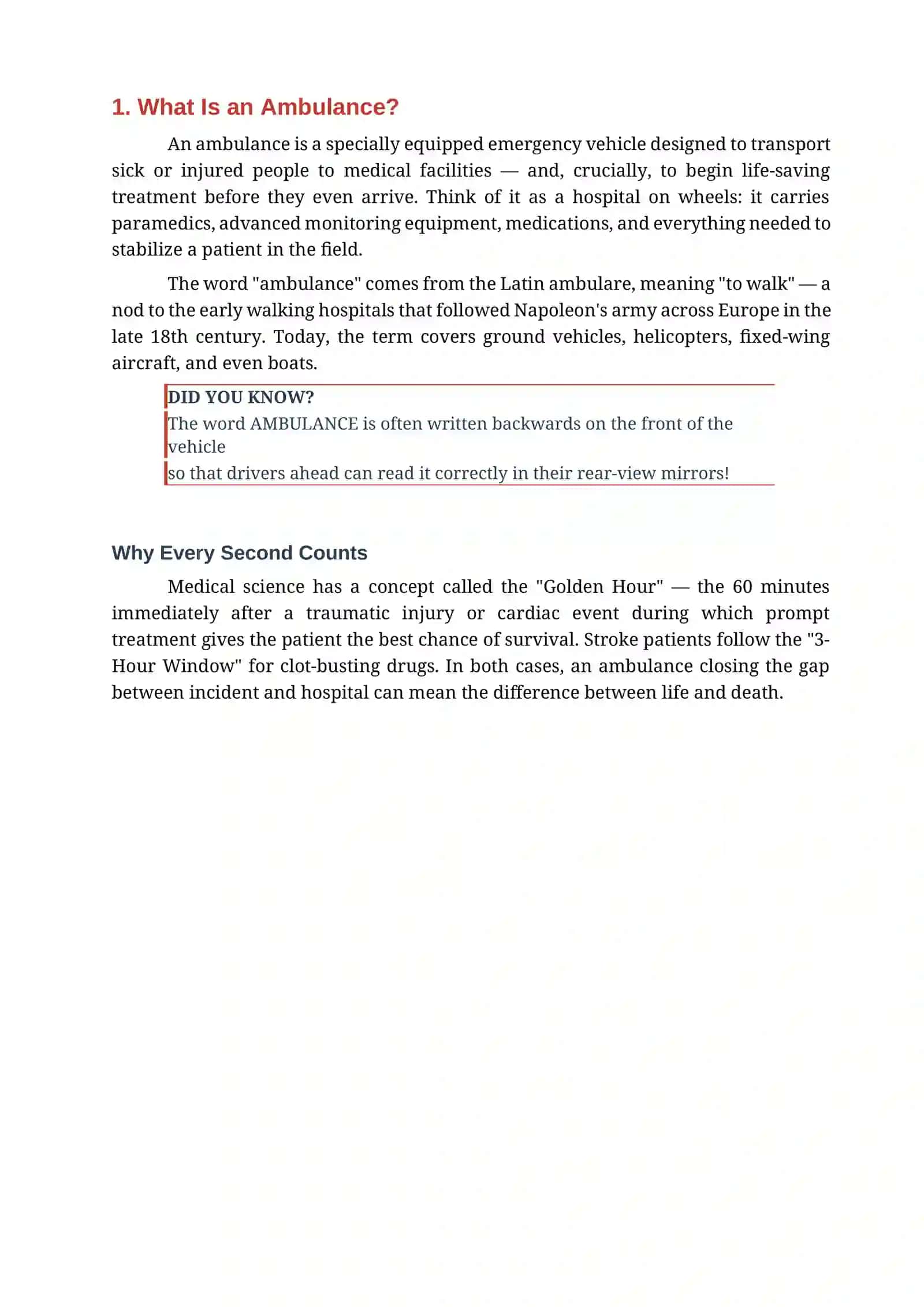 Ambulance Report for medical english 3