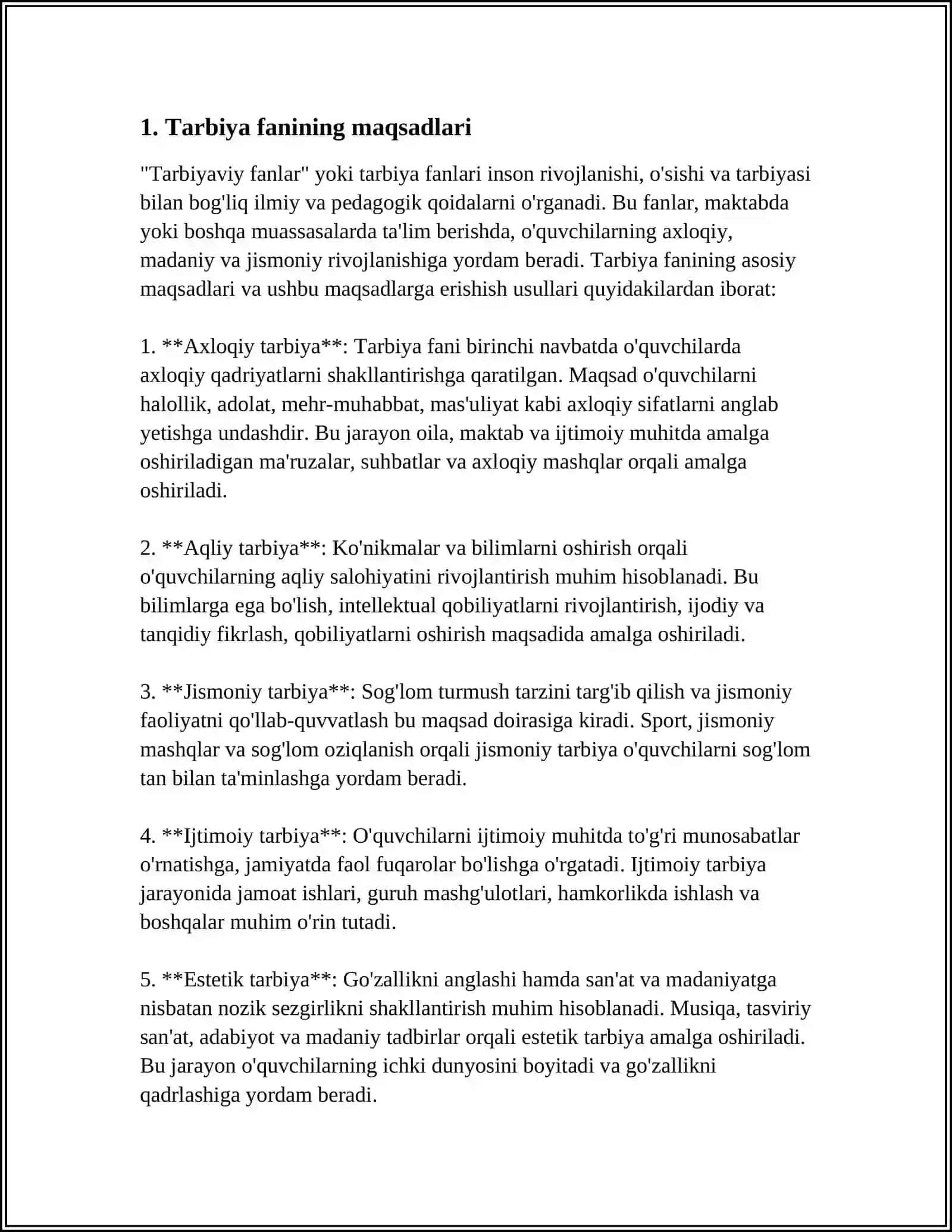 TARBIYA FANINI O'QITISH METODIKASI 3