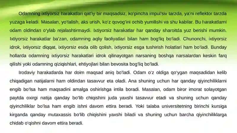 Iroda inson faoliyatini va xulq-atvorini ixtiyoriy boshqaruv sifatida 3