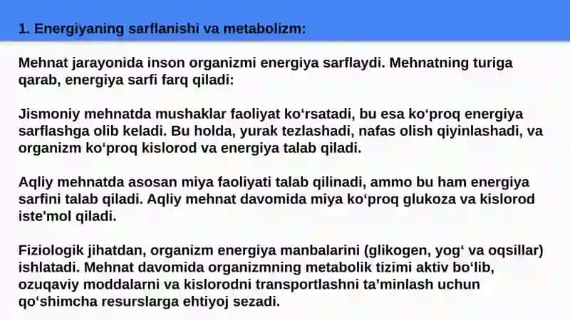 Mehnatning fiziologik talablarini o’rganish 3