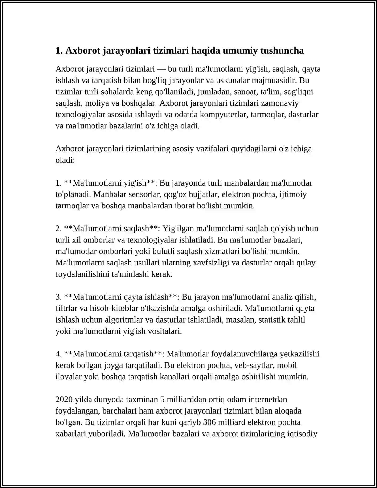 Axborot jarayonlari tizimlari 3