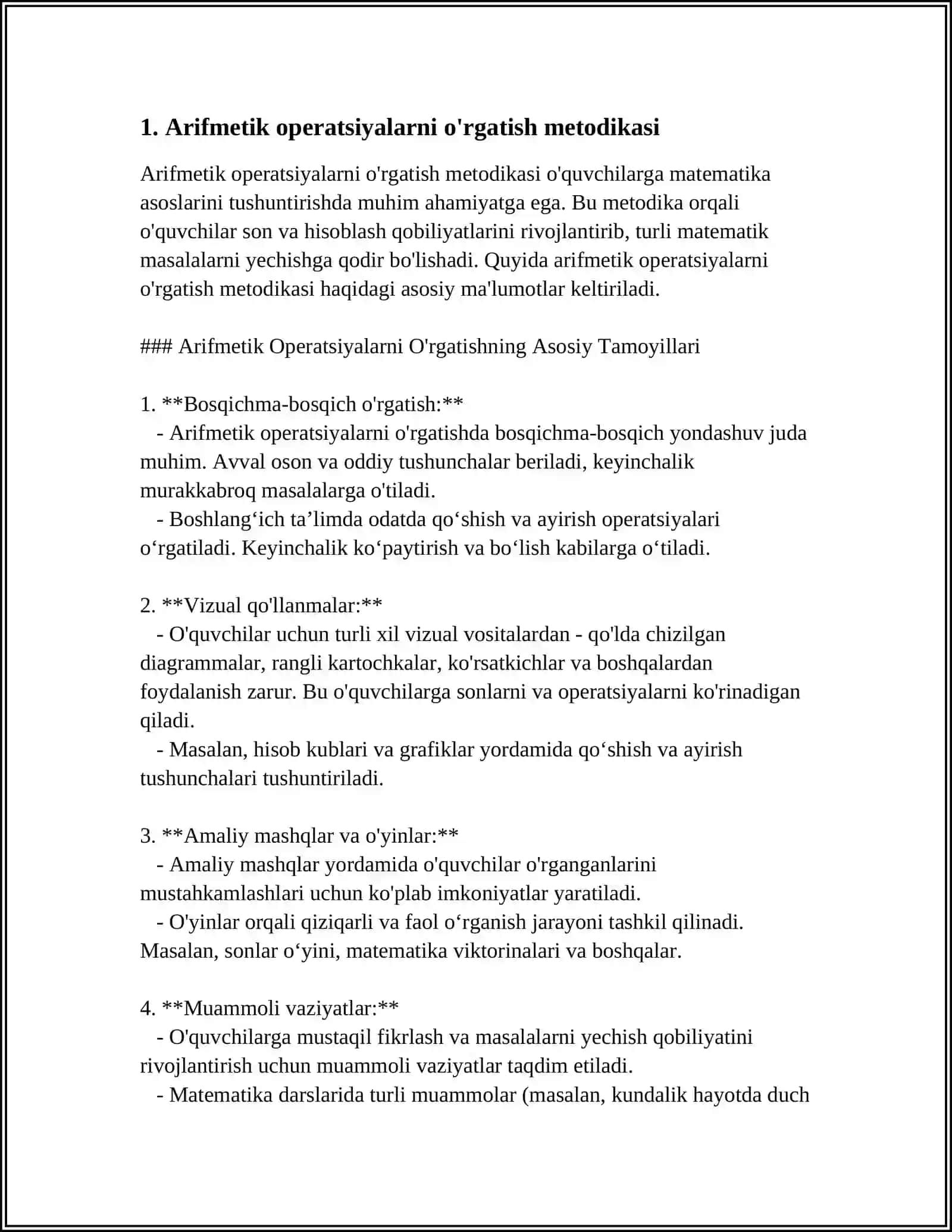 ELEMENTAR MATEMATIKA OʻQITISH METODIKASI FANIDAN MUSTAQIL ISH 3