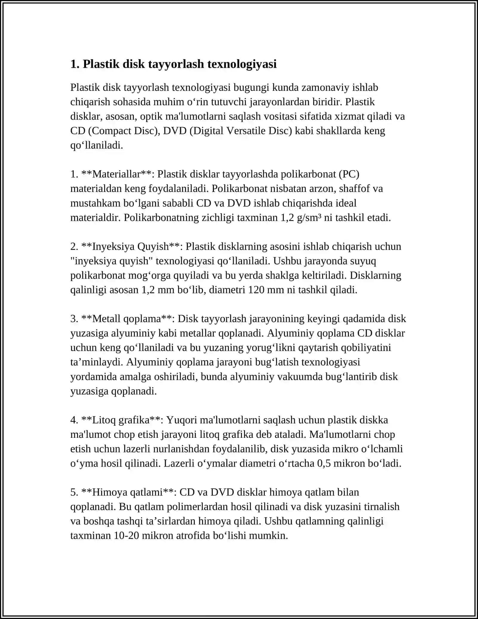 MUSTAQIL ISH Mavzu: DISK TIPIDAGI DETALLARNI TAYYORLASH 3