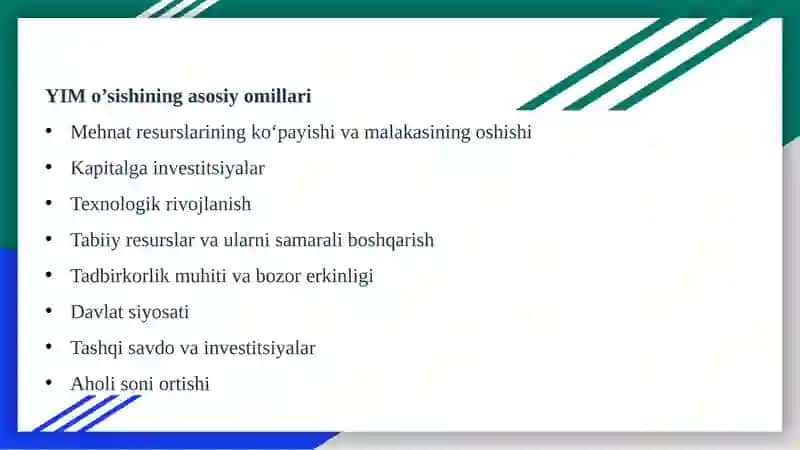 Yalpi ichki mahsulot va uning o’sish omillari 3