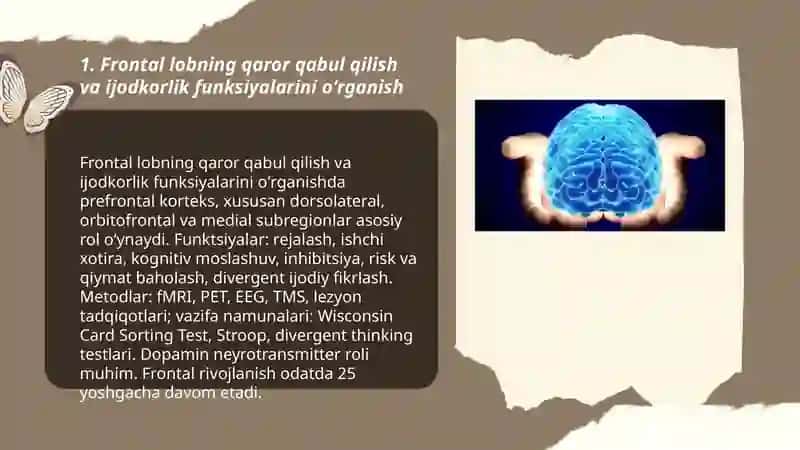 Bosh miya turli boʻlimlari faoliyatini oʻrganish 3
