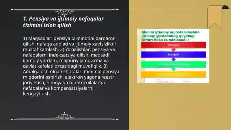 Mamlakatimizda aholini ijtimoiy himoya qilish va sogʻliqni saqlash tizimini takomillashtirish borasida amalga oshirilayotgan ishlar 3