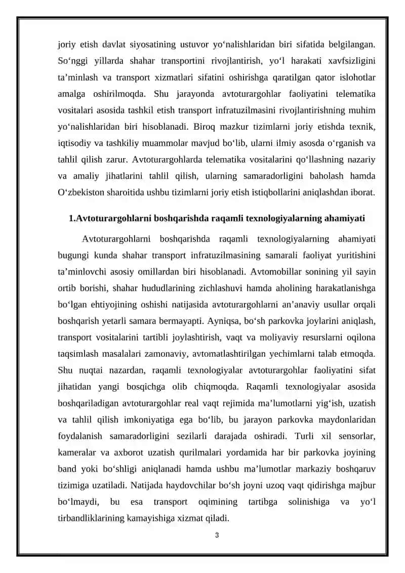 Avtoturargohlarda telematika vositalarini qo'llash 3