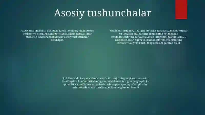 R, L Zanjiri Bo‘Yicha Zaryadsizlanishi 3