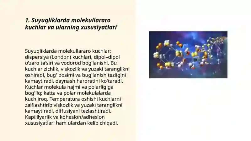 Suyuqliklar molekulyar tuzulishning xususiyatlari 3