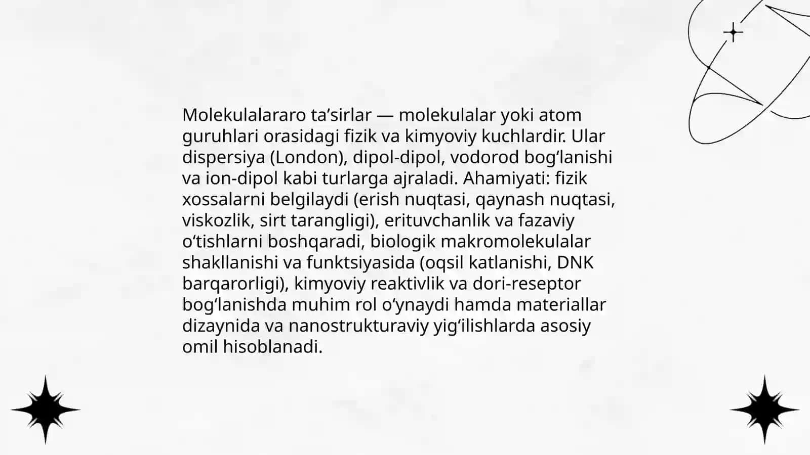 Molekulalararo ta'sir va uning xillari 3