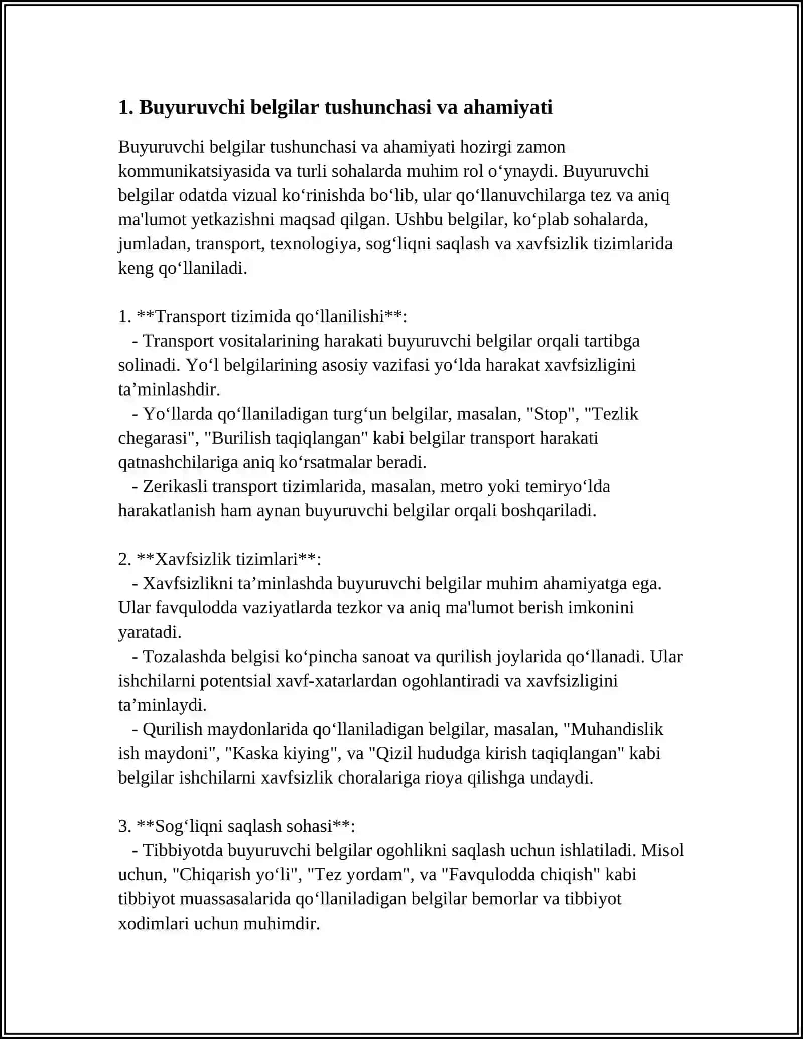 BUYURUVCHI BELGILAR VA AXBOROT ISHOR BELGILAR 3