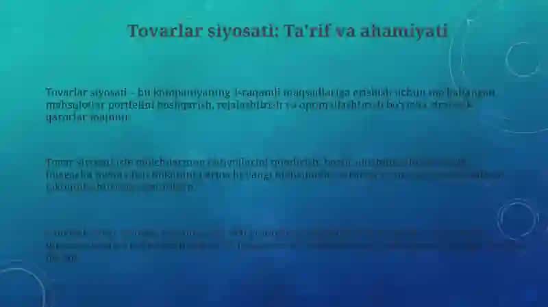 Tovar siyosati 3