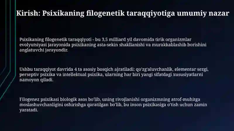 Psixikaning filogenetik taraqqiyoti 3