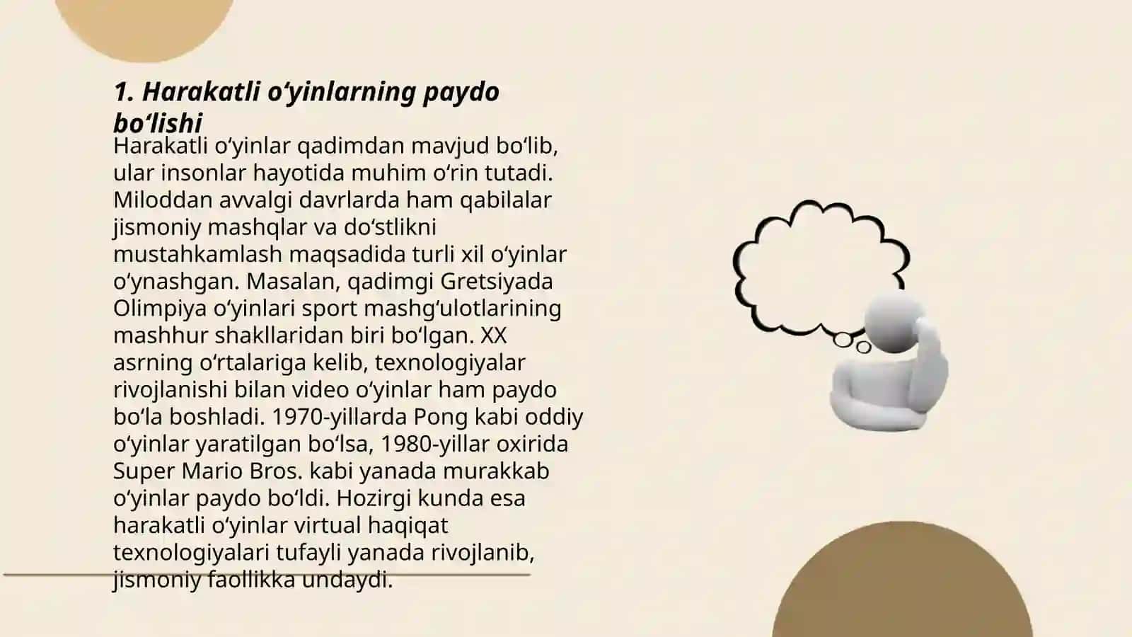 Harakatli o‘yinlarning qisqacha tarixi va uning turkumlari 3