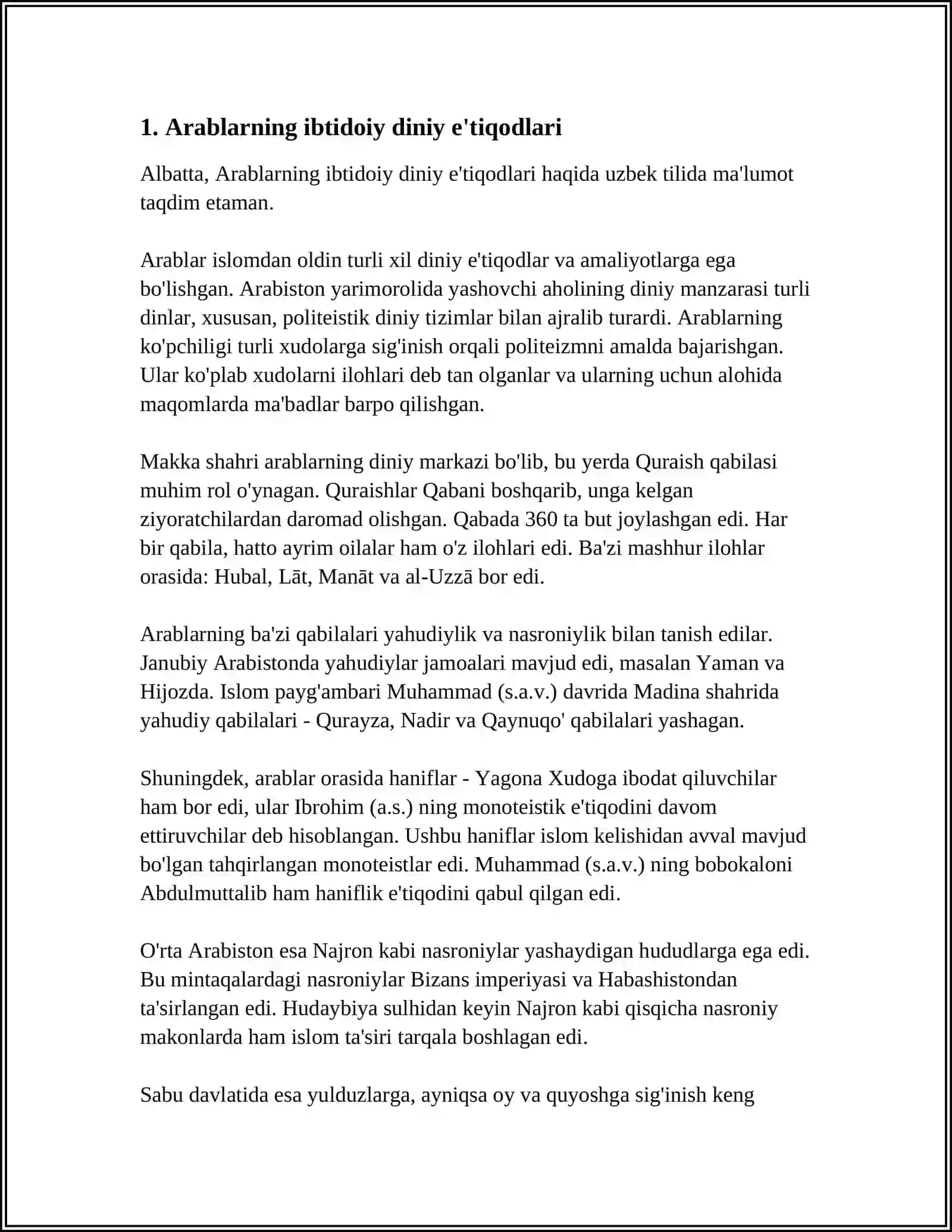 ARABLAR VA ISLOM DININING PAYDO BOʻLISHI,UNING IJTIMOIY MOXIYATI 3