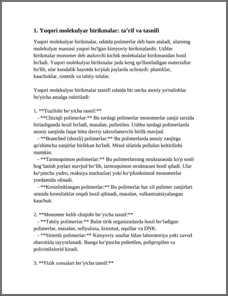 Yuqori Molekulyar Birikmalar 3