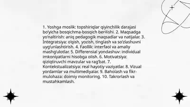Boshlangʻich sinflar kesim8da matn ustida ishlash boʻyicha topshiriqlar tizimini ishlab chiqish 3