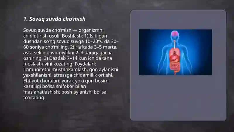 Organizmni chiniqtirish usullari 3
