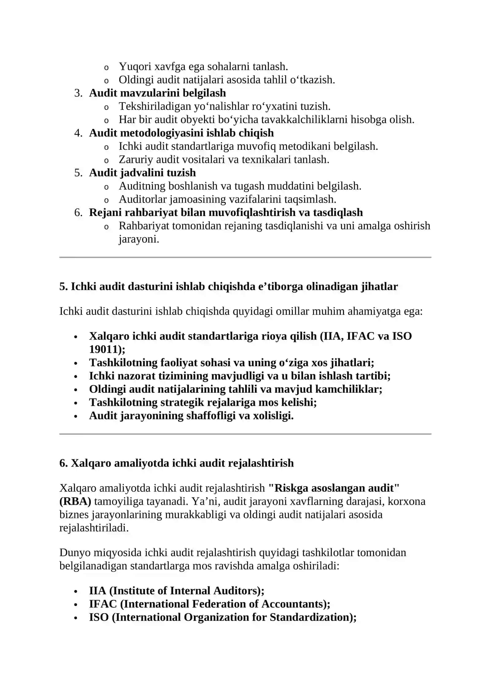 ICHKI AUDITNING REJASI VA DASTURINI TUZISH 3