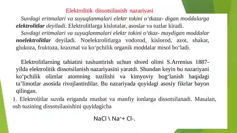 Elektrolitik Dissotsilanish 3