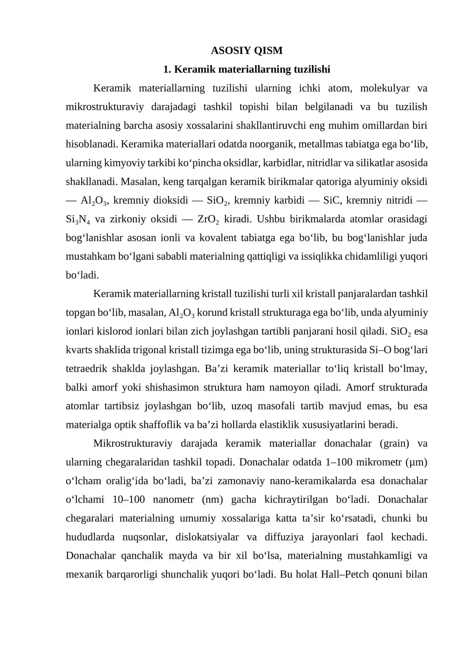 Keramik materiallarning tuzilishi va xossalari 3