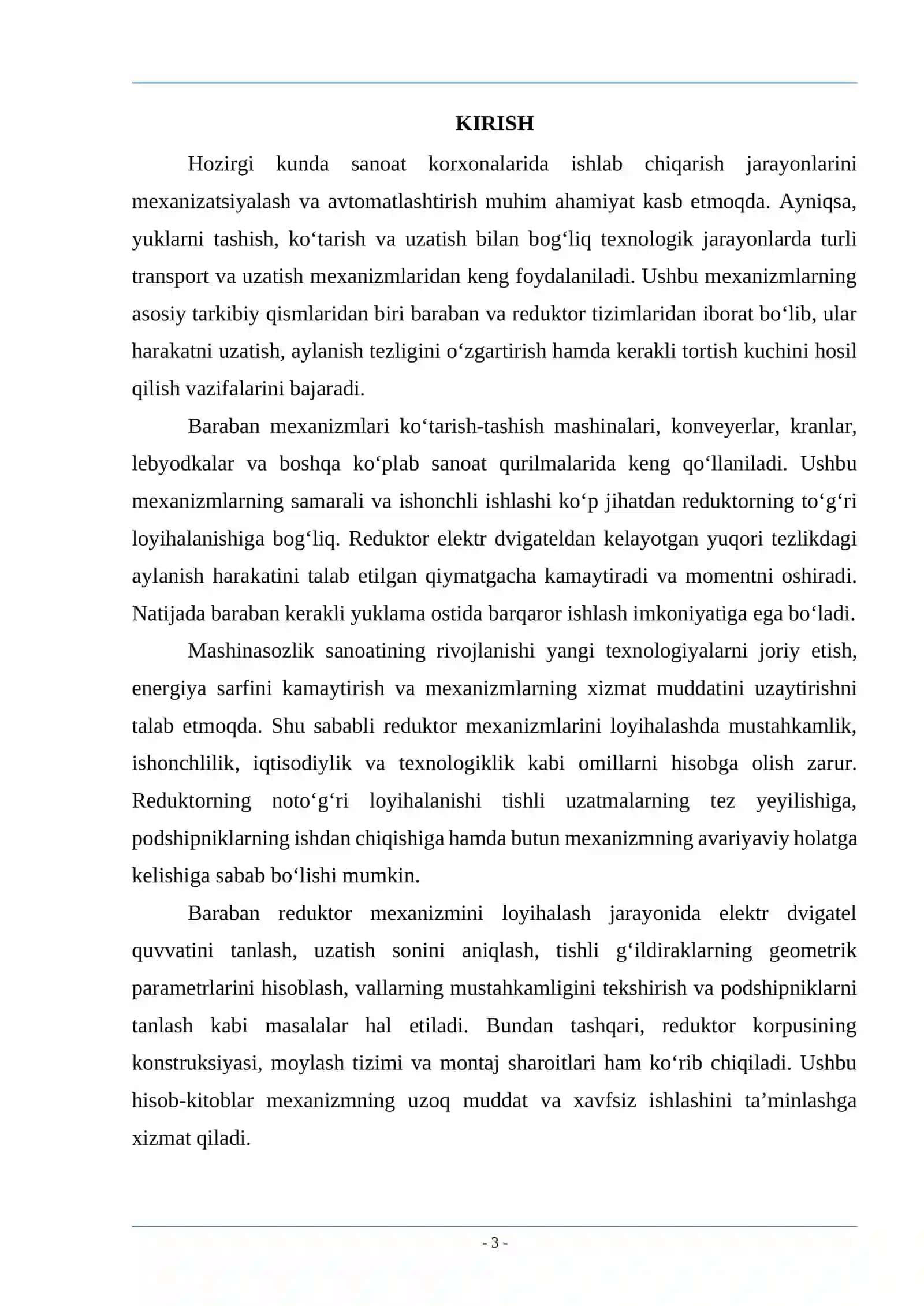 Baraban Reduktor Mexanizmini Loyihalash 3