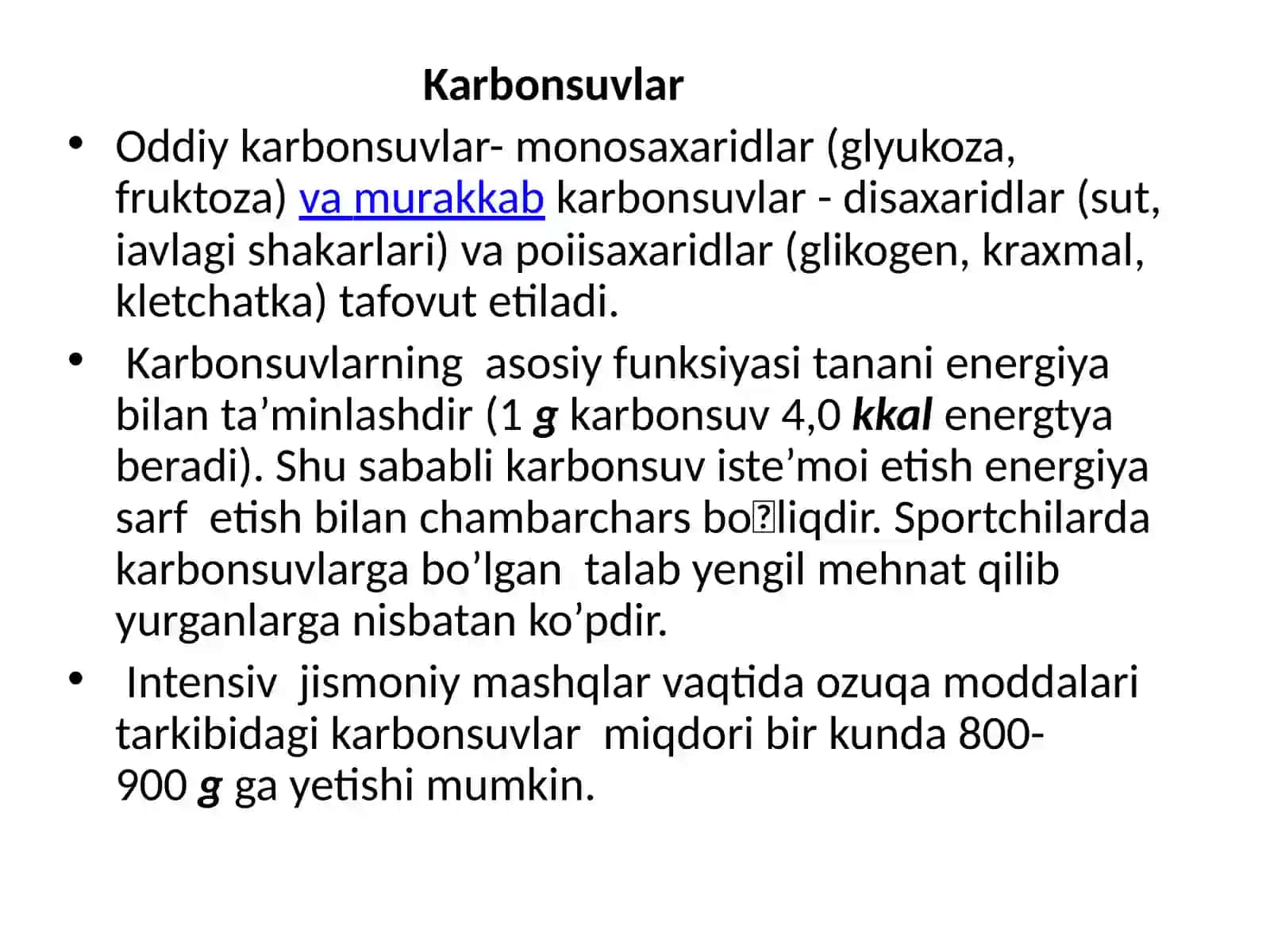 Karbonsuvlar. Monosaxaridlar 3