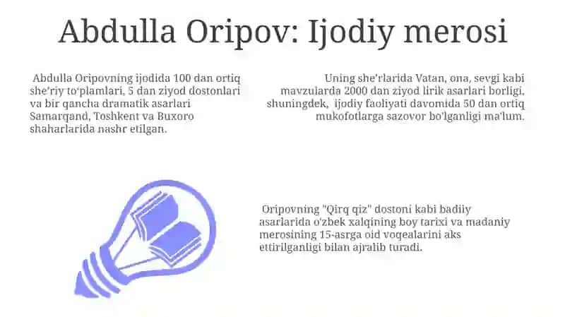 Abdulla Oripovning Ijodiy merosi 3