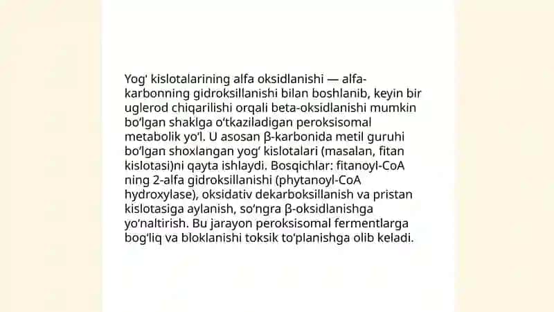 Yogʻ kislotalarining alfa oksidlanishi 3