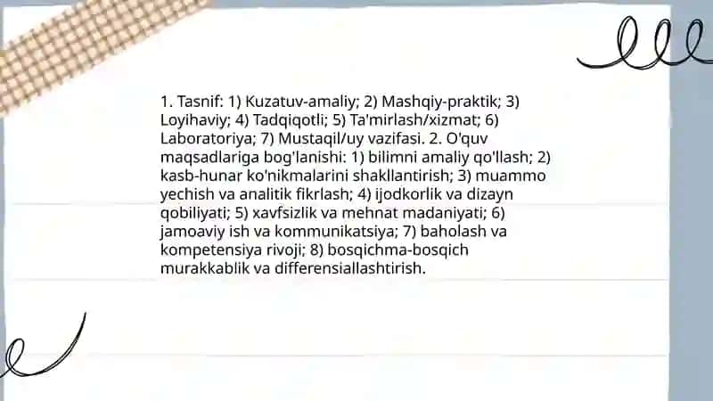 Texnalogiya darslarida amaliy ish turlari va mazmuni 3