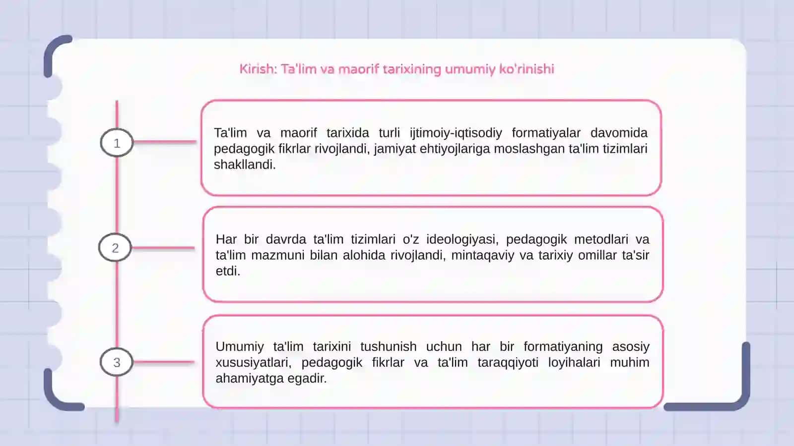 Ta'lim va maorif tarixining umumiy ko'rinishi 3