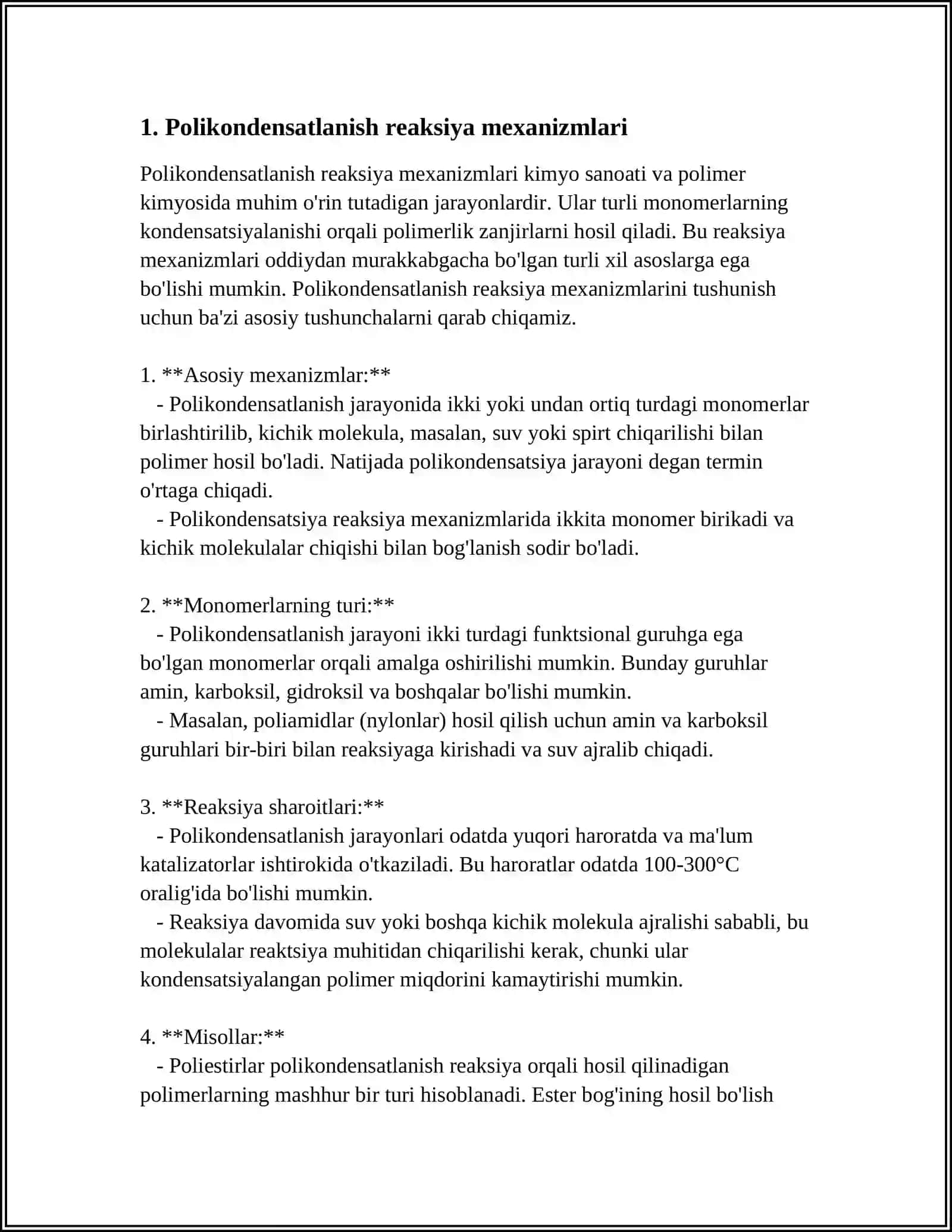 POLIKONDENSATLANISH REAKSIYASINING ASOSIY QONUNLARI 3