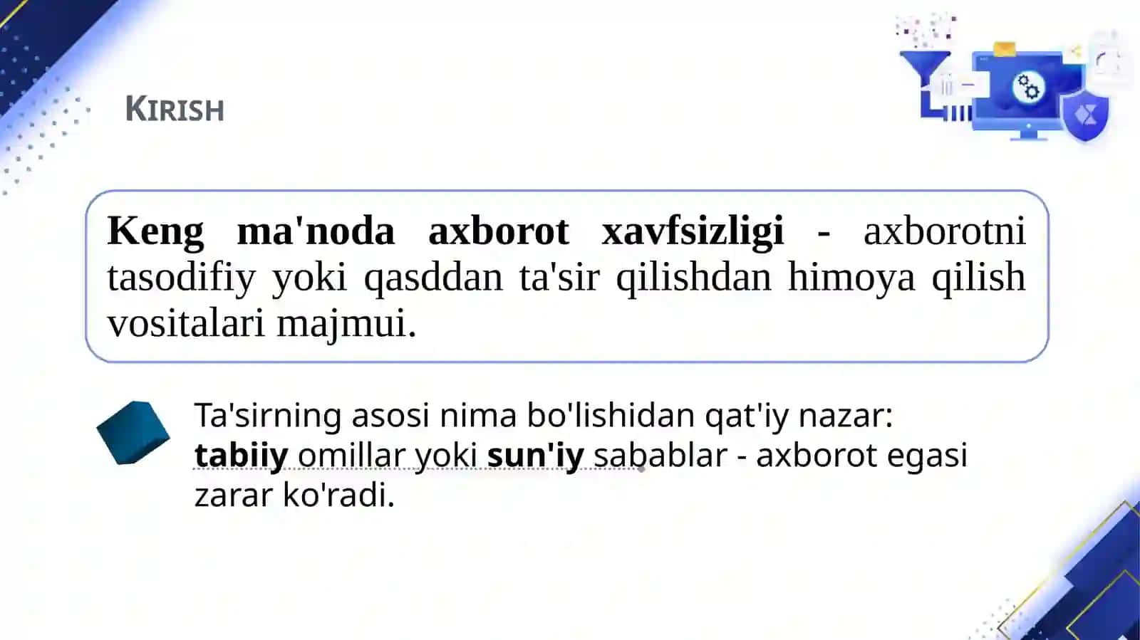 AXBOROT XAVFSIZLIGIGA BO‘LADIGAN TAHDIDLAR. 3