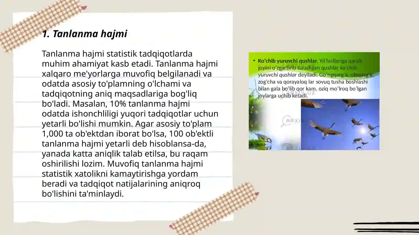 Tanlanma bo'yicha parametrlarni baholash va ular haqida qiziqarli ma'lumotlar 3
