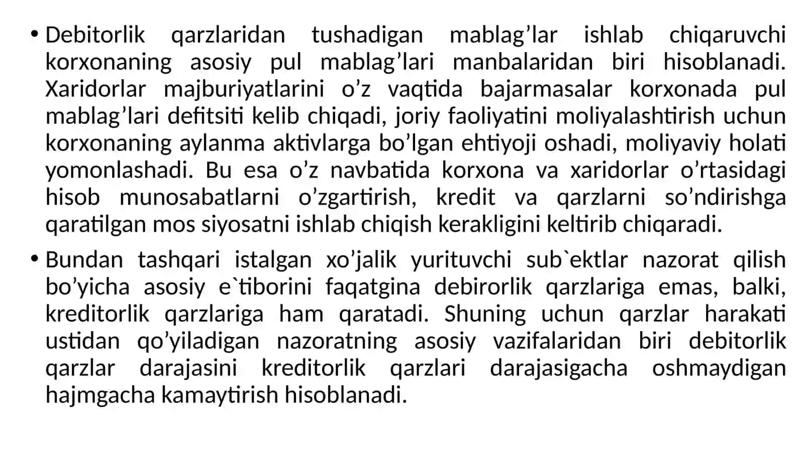 DEBITORLIK VA KREDITORLIK QARZLARI TAHLILI 3
