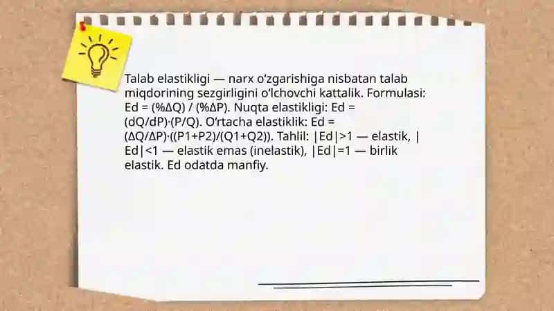 Talab va taklif elastikligi 3