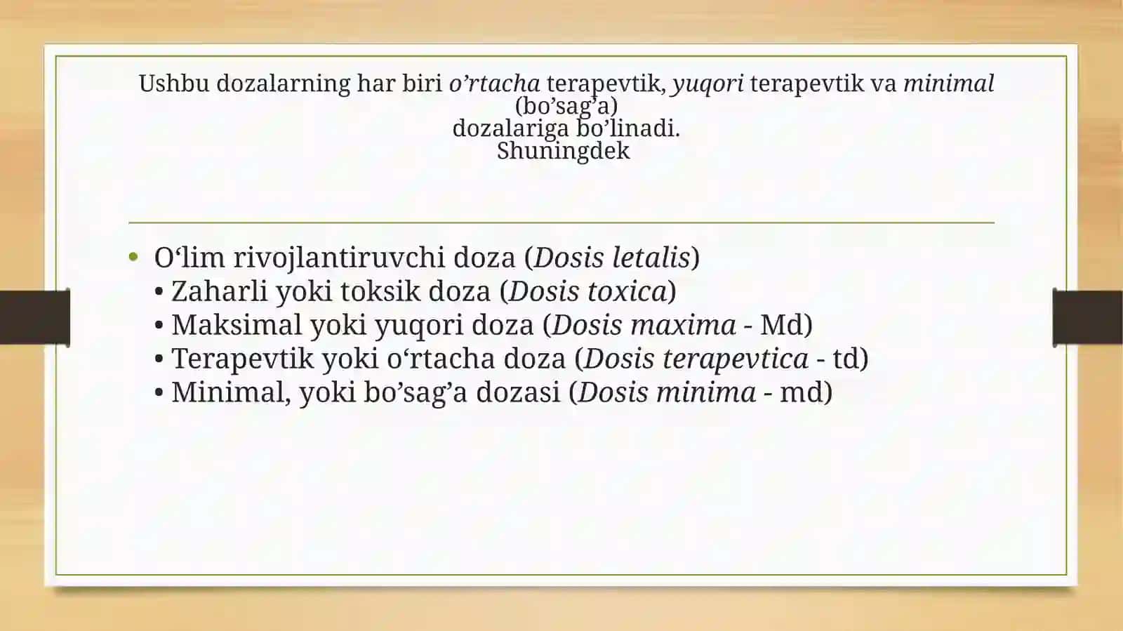DOZALAR VA O’LCHOV BIRLIKLARI 3