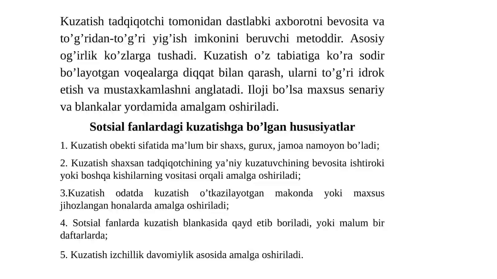 KUZATISH METODI 3