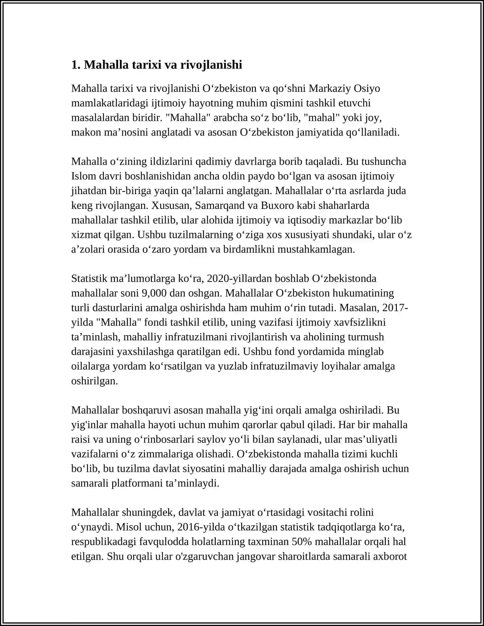REFERAT Mavzu: MAHALLA 3