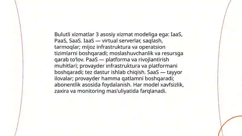 Bulutli xizmatlar va ularning tarmoq infratuzilmasi 3