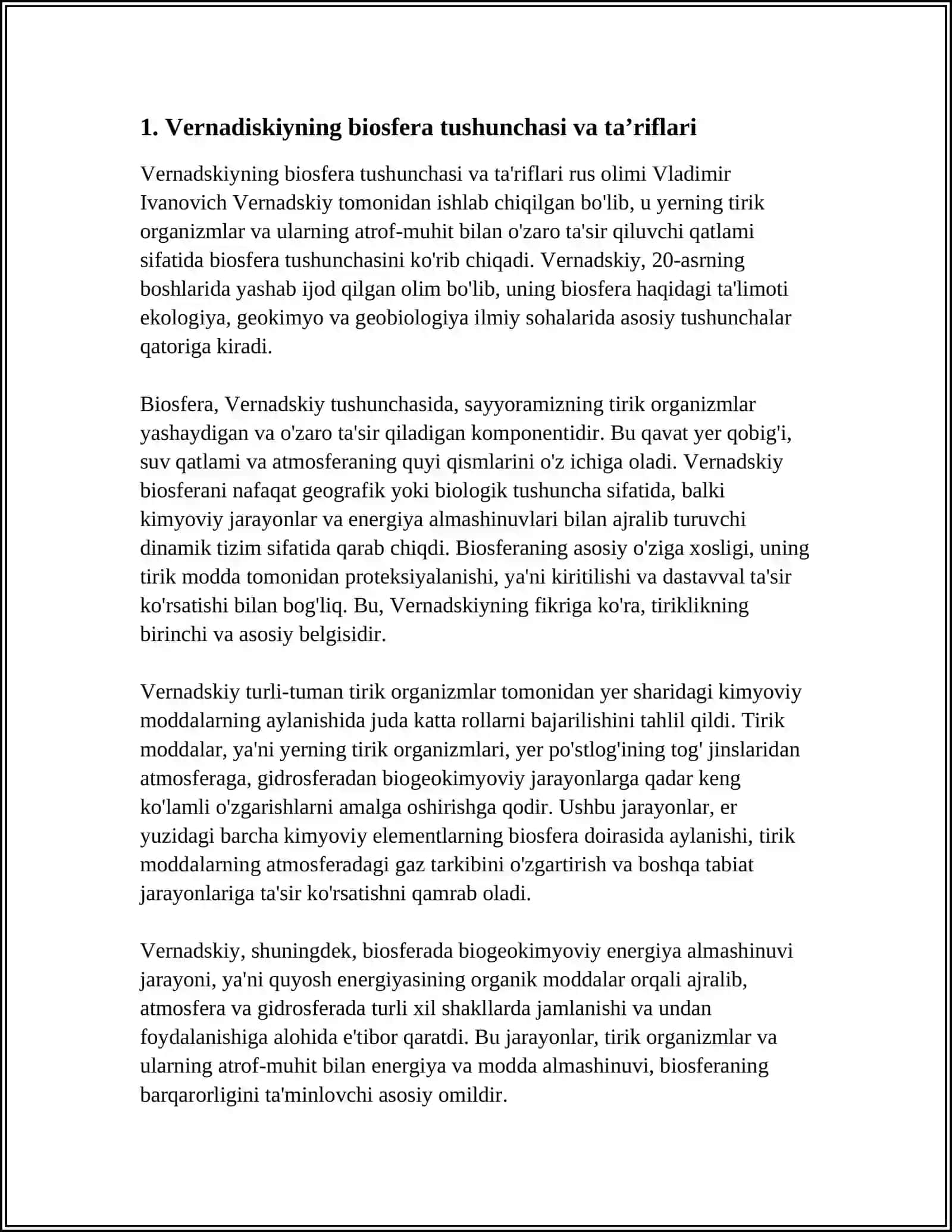 VERNADISKIYNING BIOSFERA HAQIDAGI TAʼLIMOTI 3
