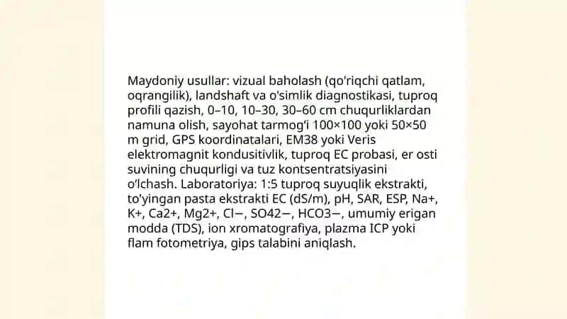 Yerlarning sho'rlanish xaritasini tuzish 3