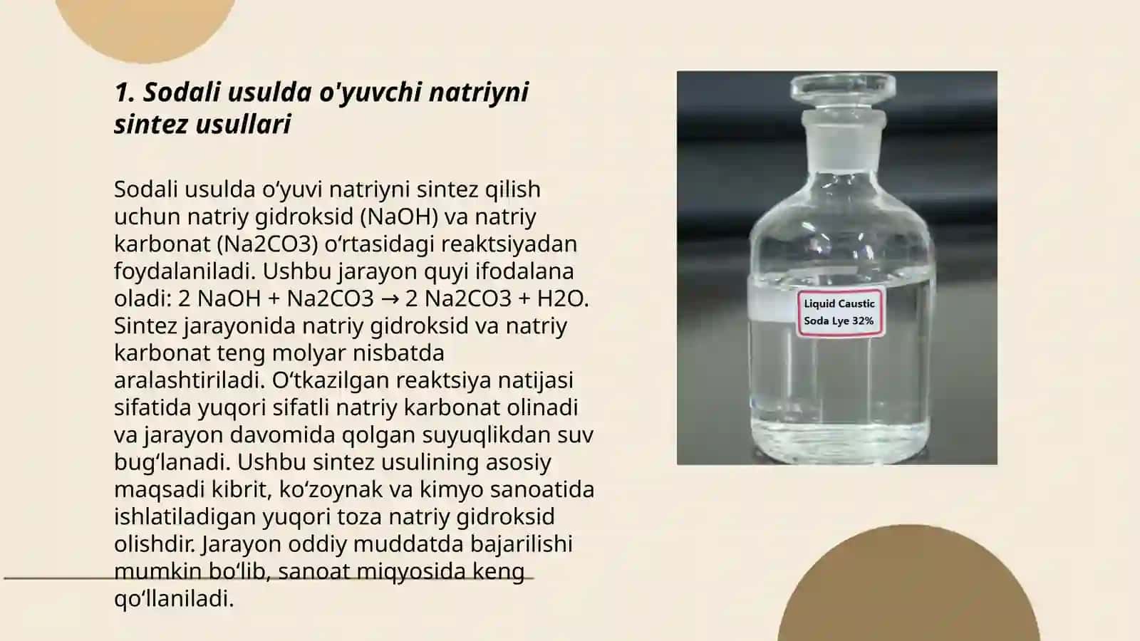 Sodali usulda òyuvchi natriyni olish 3