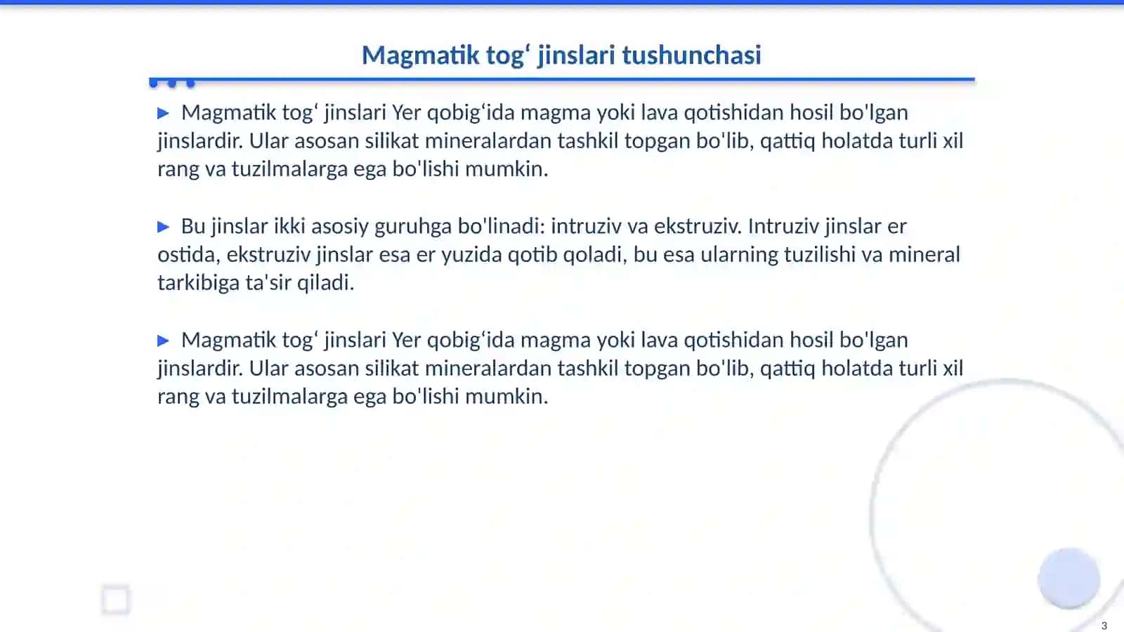 Magmatik togʻ jinslari tasnifi 3
