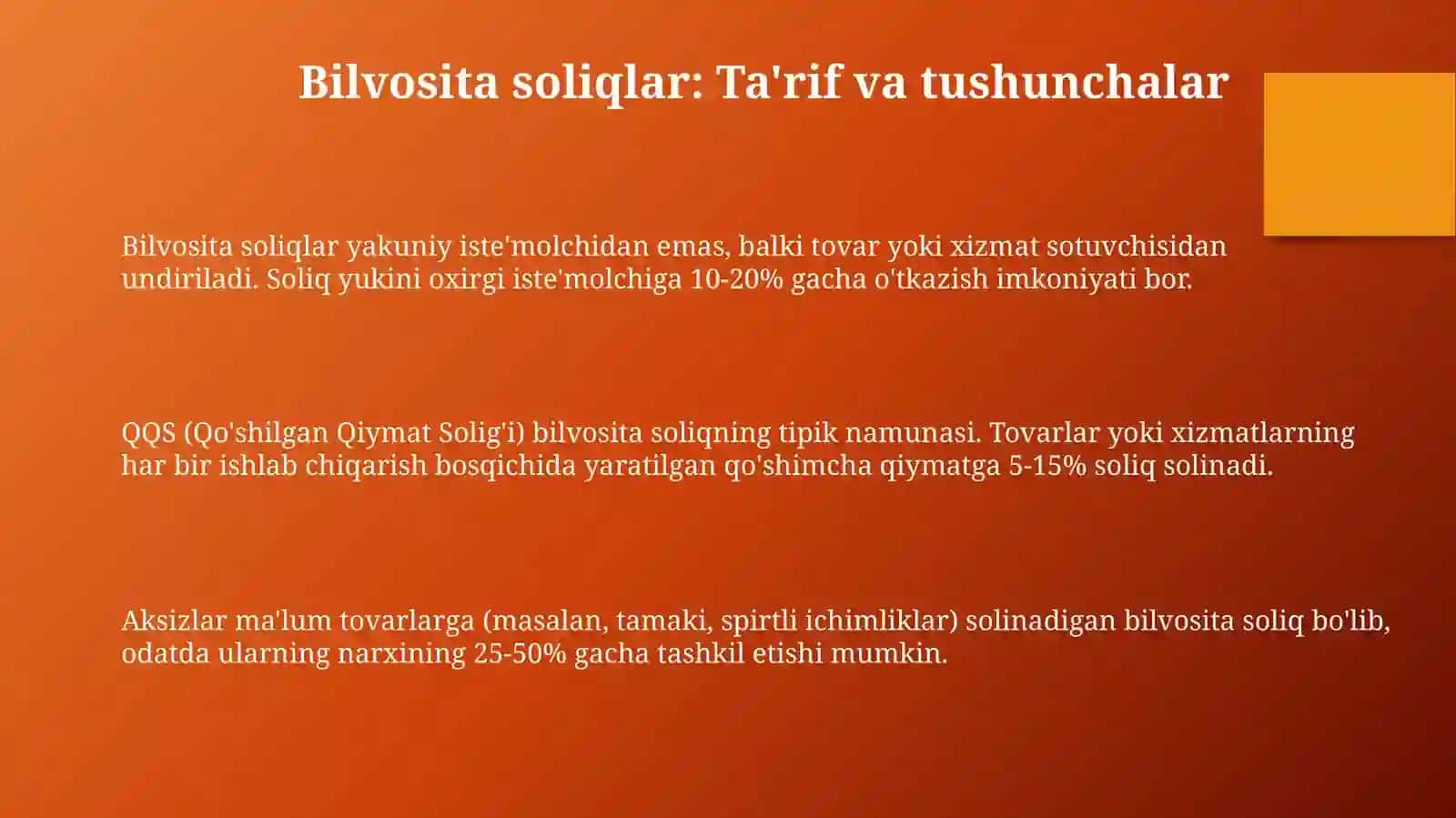 Bevosita soliqlar va ularning xususiyatlari 3