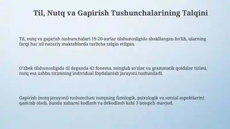 Til, Nutq va Gapirish Tushunchalarining Talqini 3