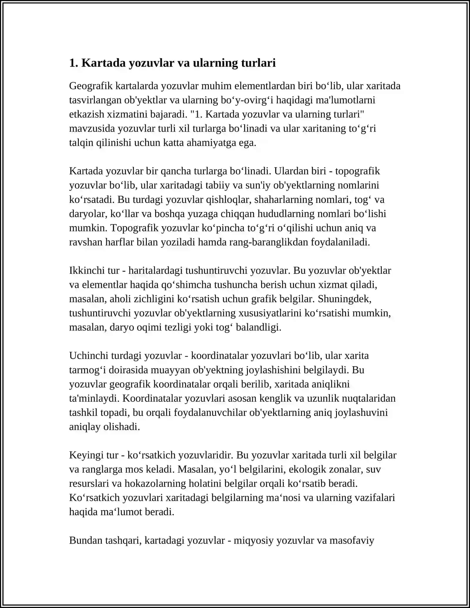 GEOGRAFIK KARTALARDA YOZUVLAR 3
