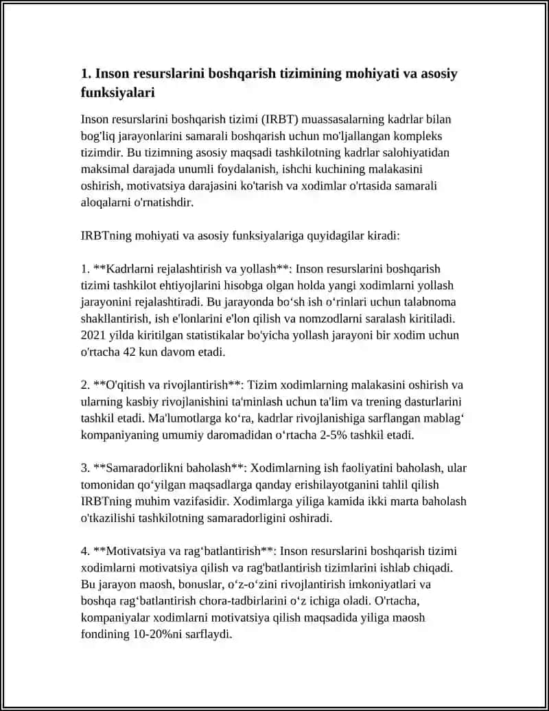 INSON RESURSLARINI BOSHQARISH TIZIMI:MOHIYATI, METADOLOGIYASI, ASOSIY TAMOYILLARI 3
