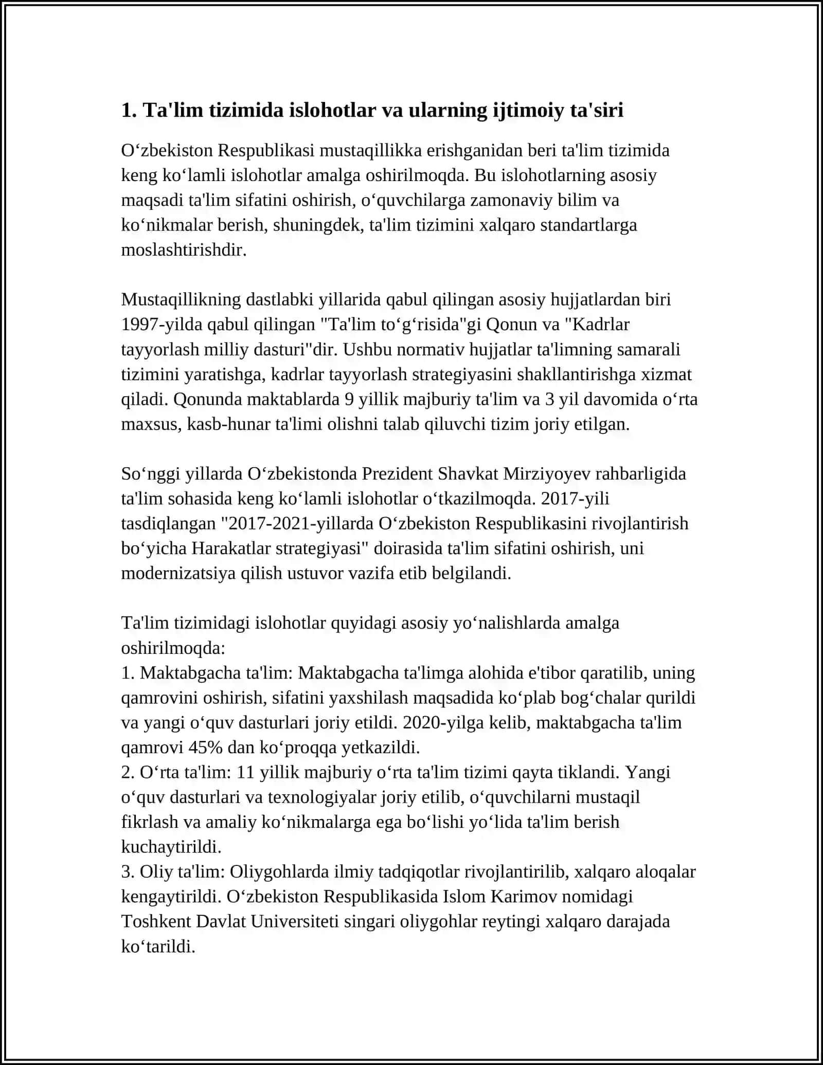 O‘ZBEKISTON RESPUBLIKASIDA IJTIMOIY SOHADAGI ISLOHOTLAR 3