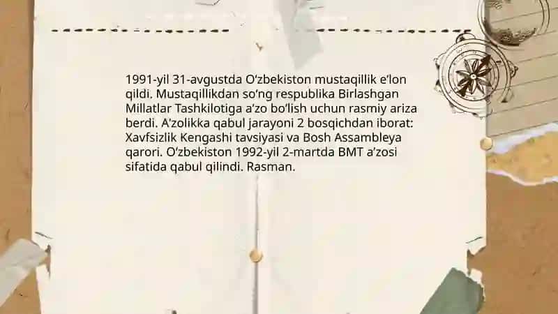Oʻzbekiston respublikasining BMTga aʼzo boʻlishi 3